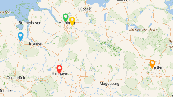 Map of company locations